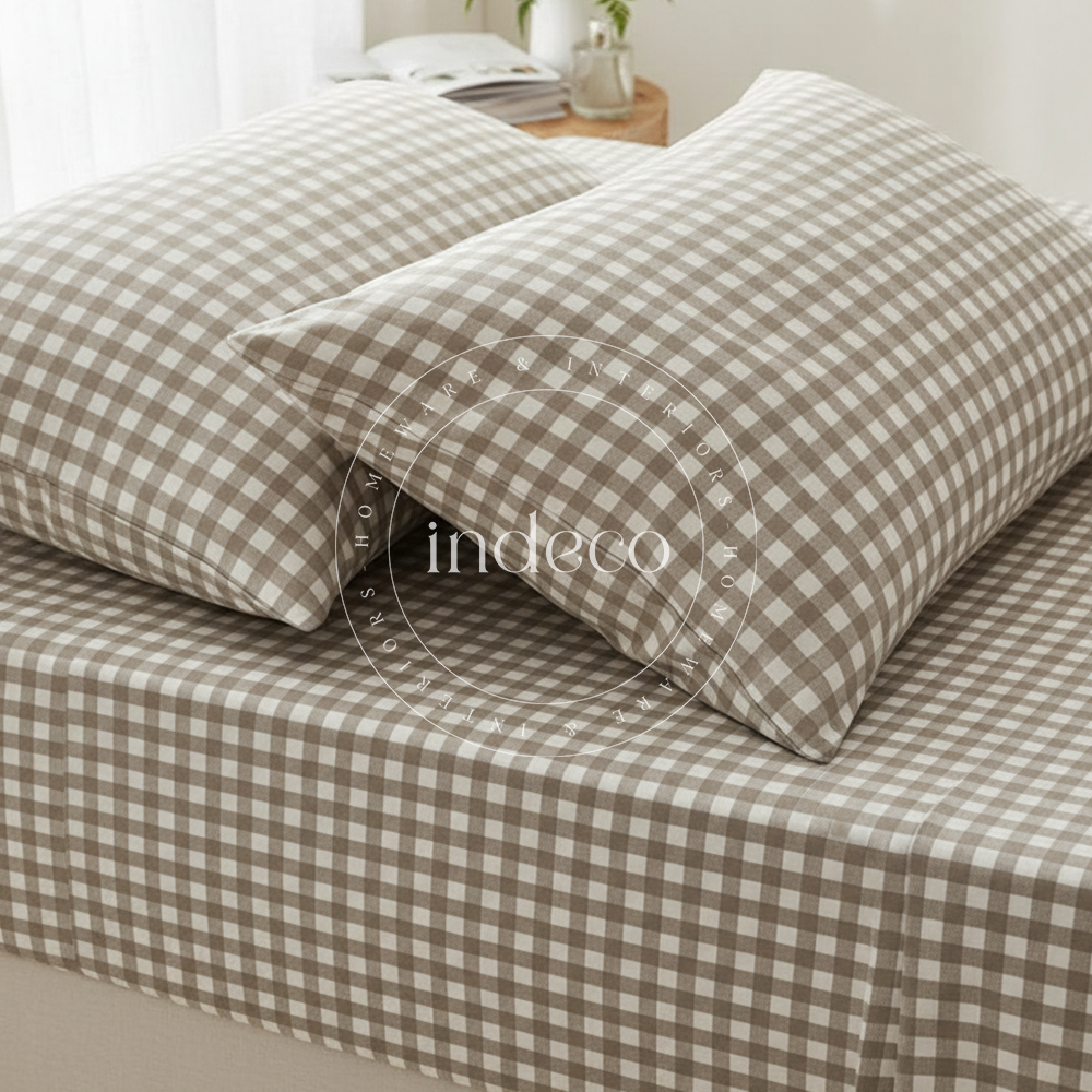 Brown Gingham Bedsheet Set