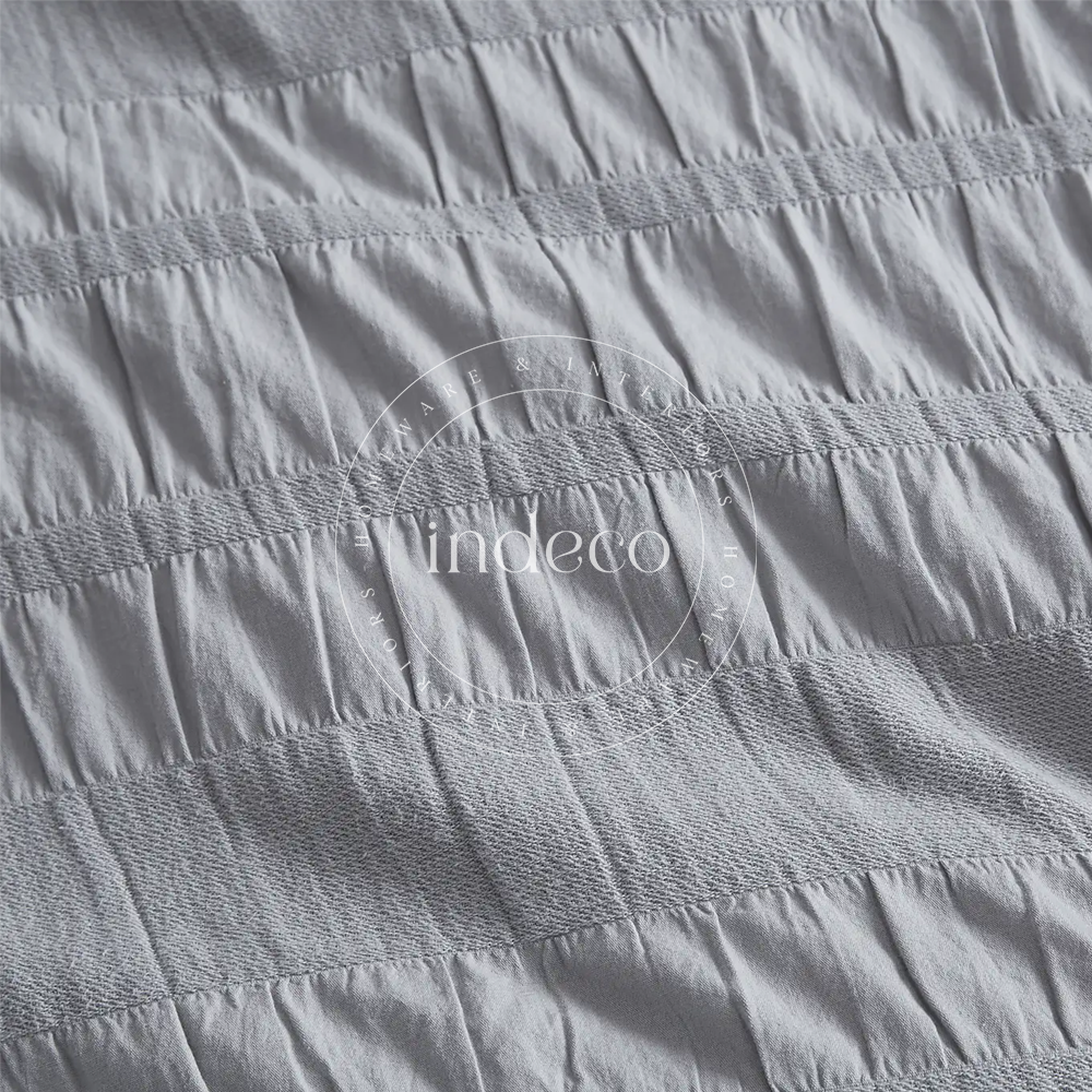 Grey Seersucker Duvet Cover Set
