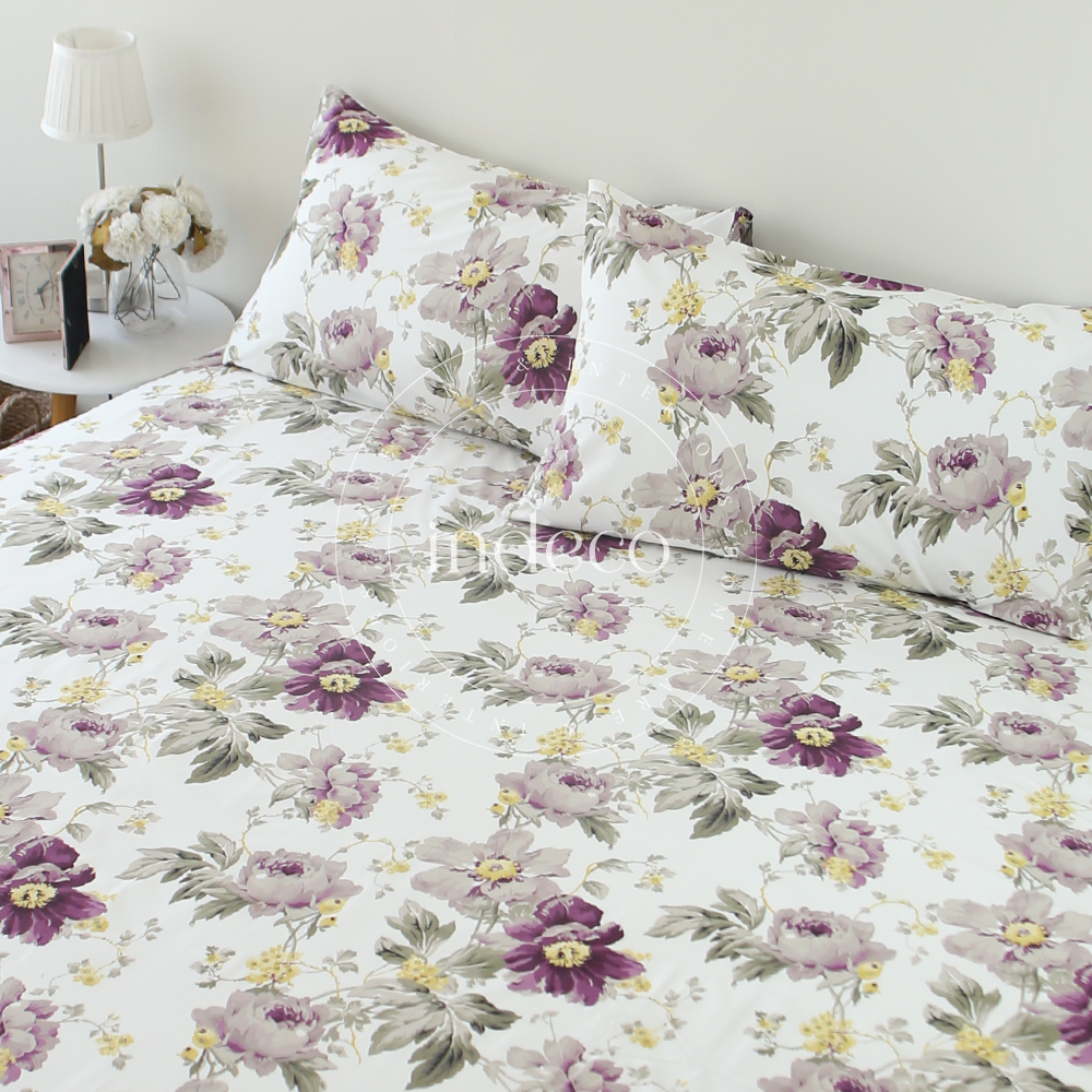 Purple Peonies Bedsheet Set