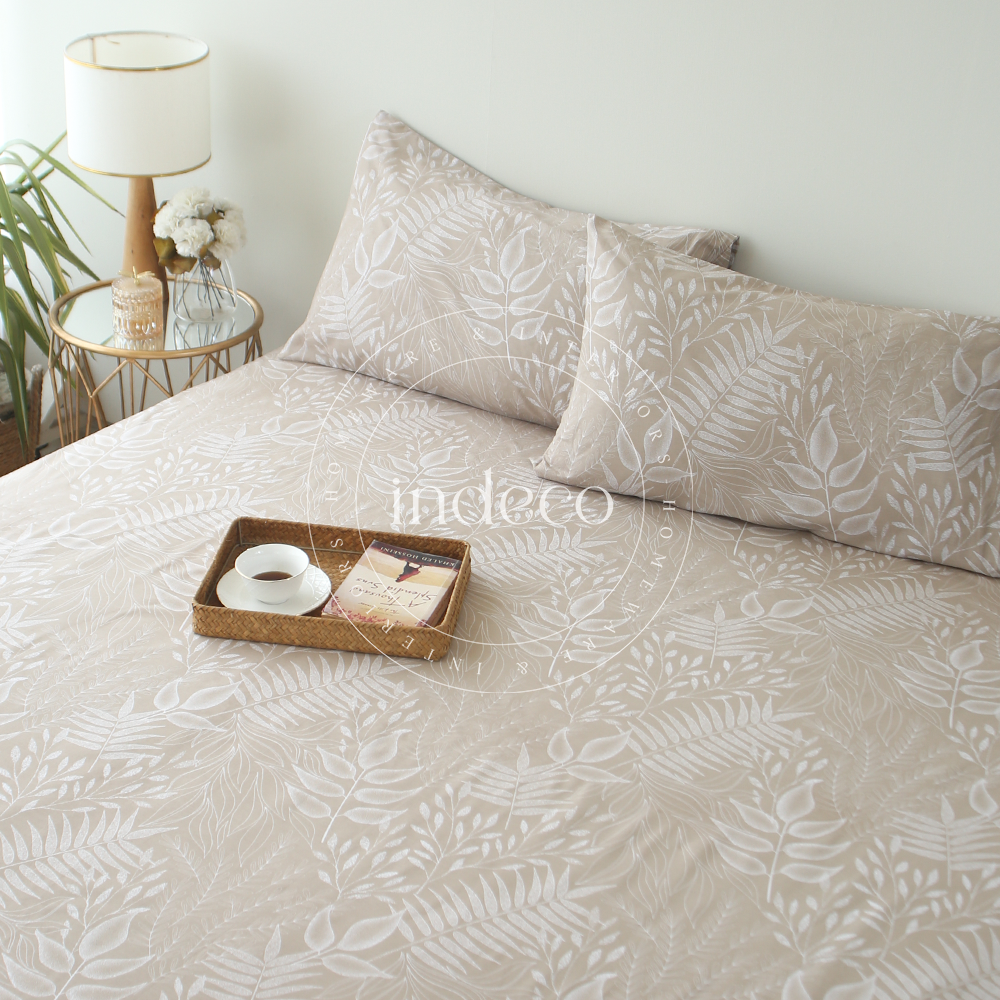 Fleuron Natural Fitted Bedsheet Set