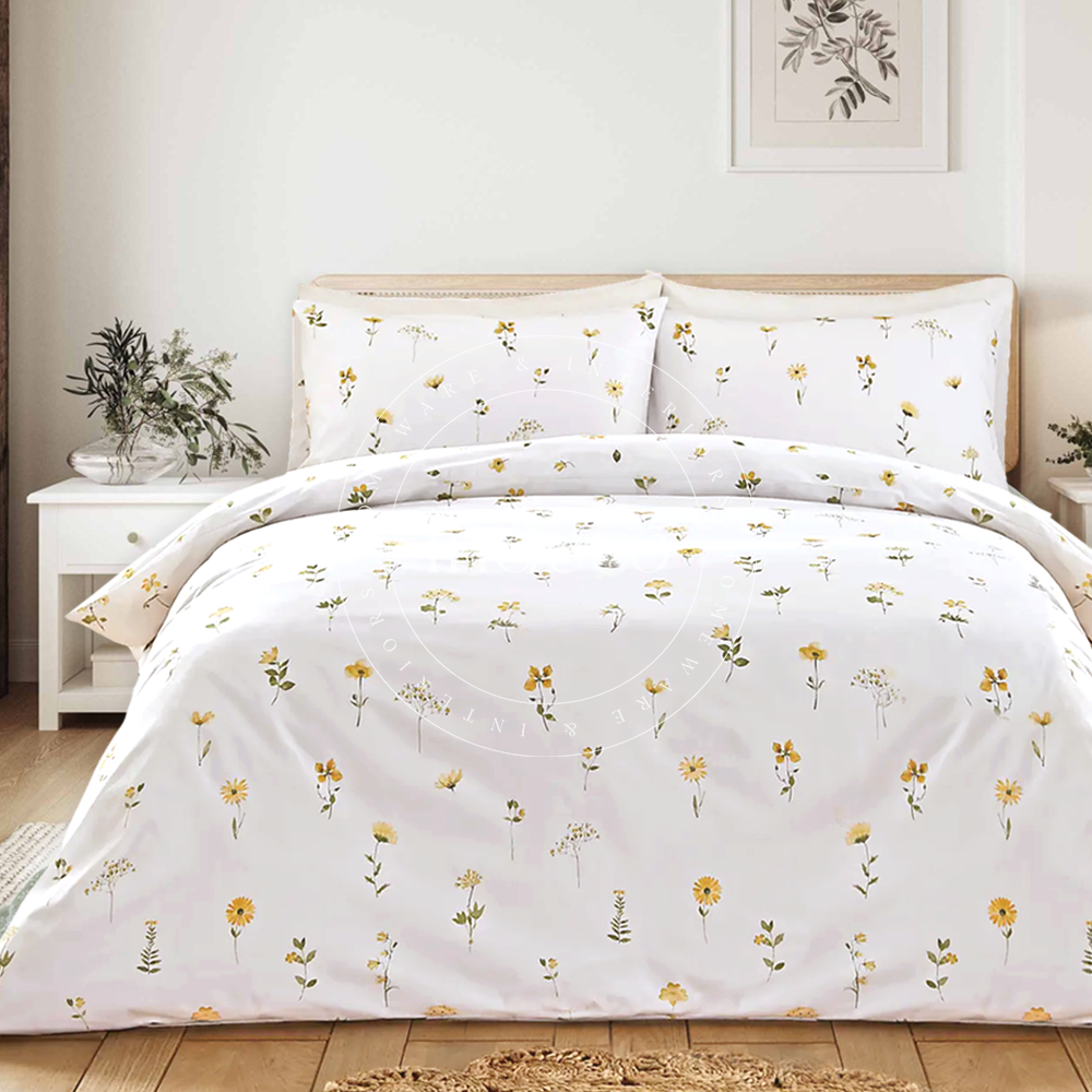 Pressed Flower Yellow Duvet Cover Set