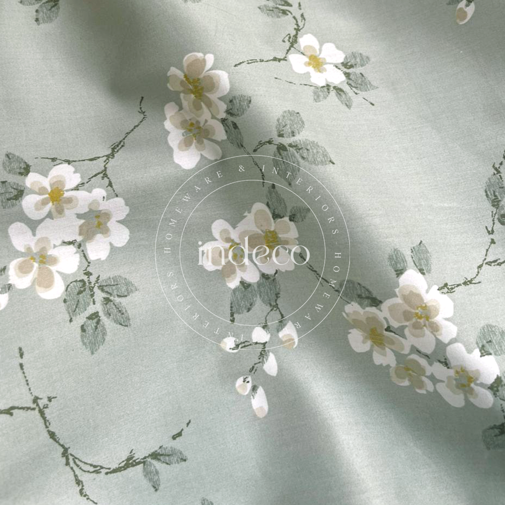 Sage Blossoms Sateen Bedsheet Set