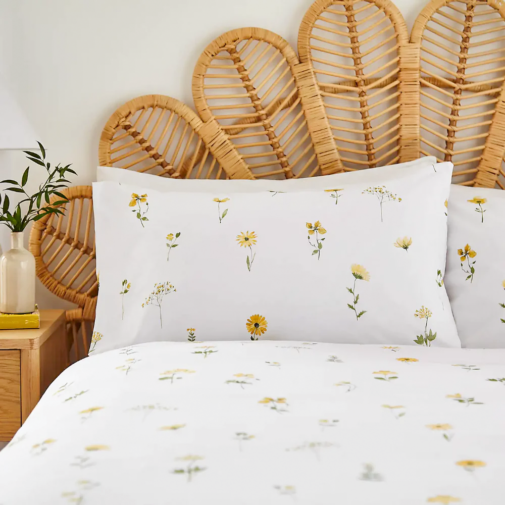 Pressed Flower Yellow Bedsheet Set