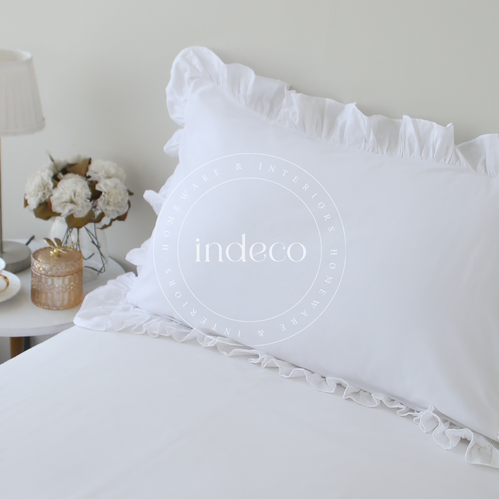 White Ruffled Pillowcase Set