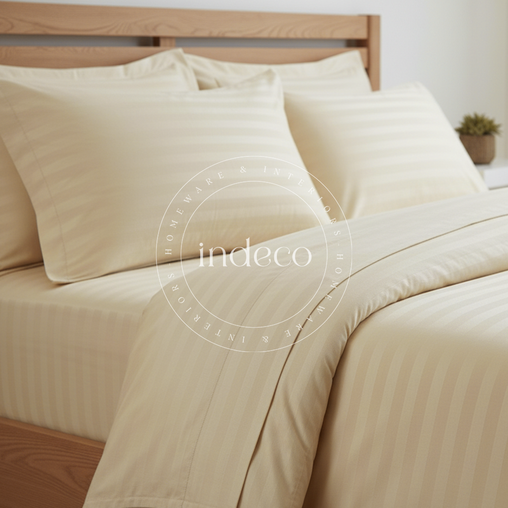 Light Gold Stripes 4PC Duvet Cover Set