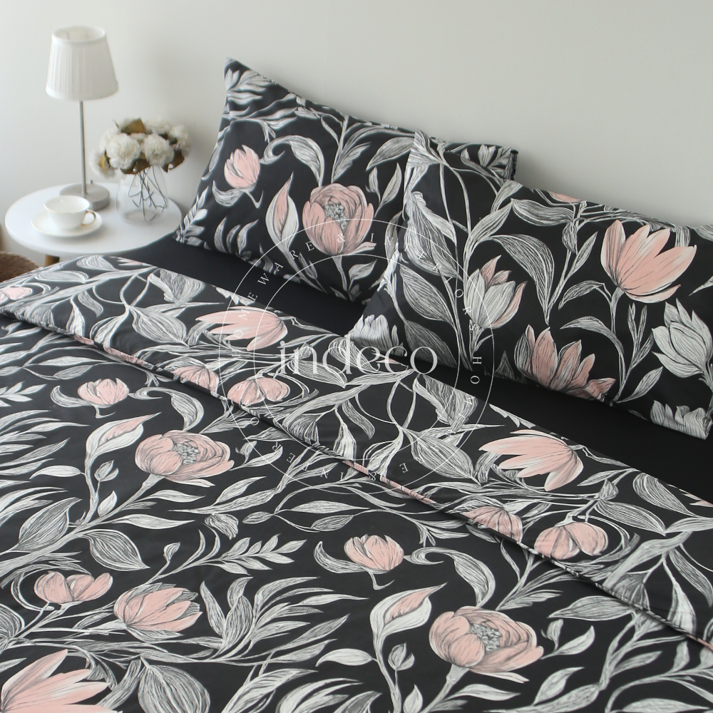 Camille Black Duvet Cover Set