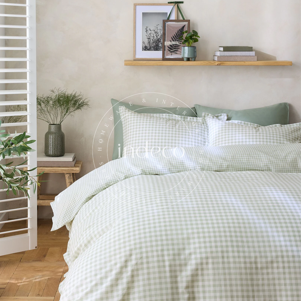 Sage Green Gingham Bedsheet Set