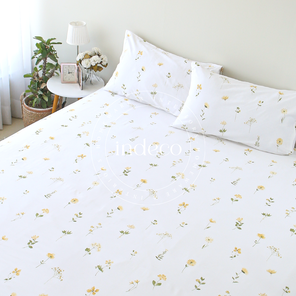 Pressed Flower Yellow Bedsheet Set