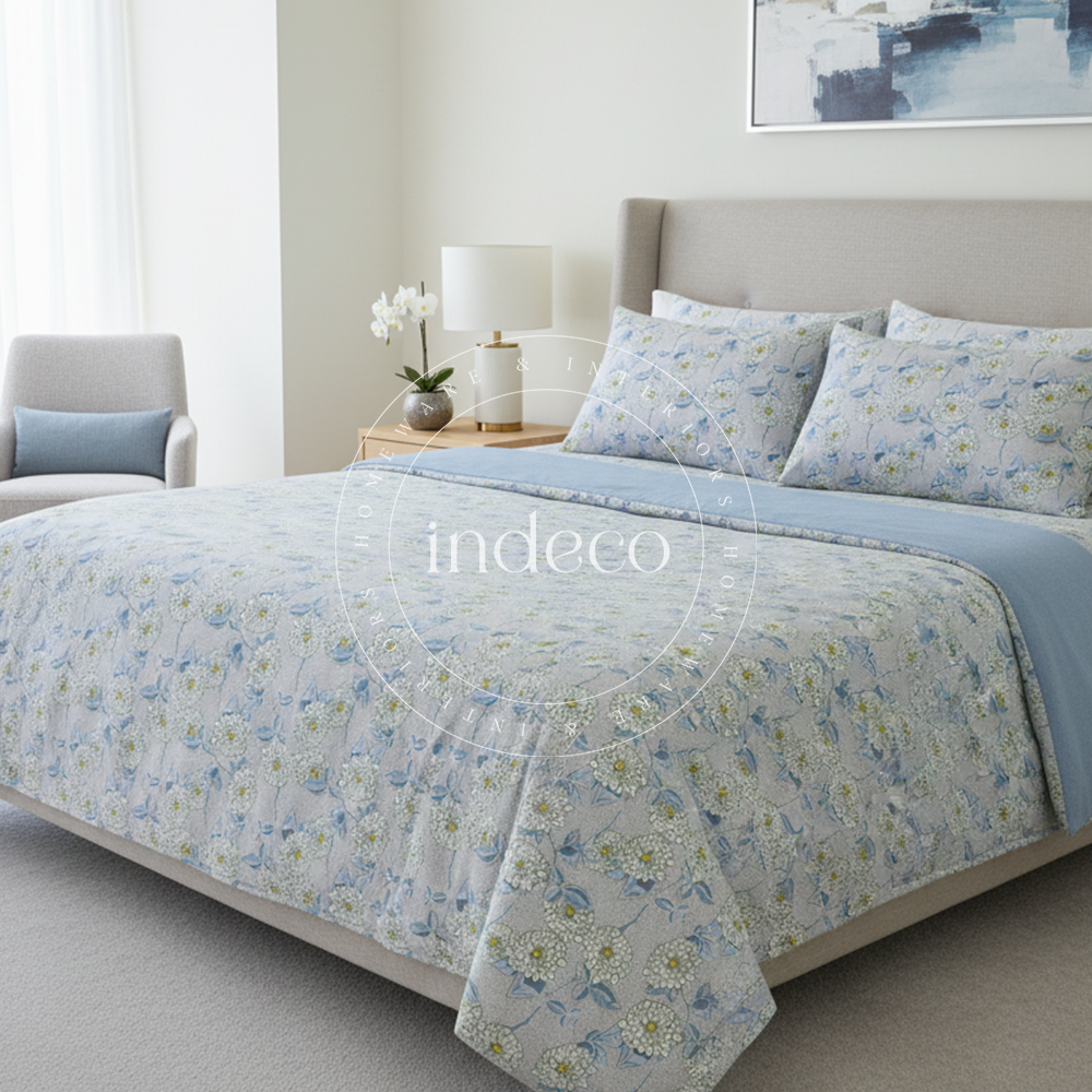 Chrysanthemum Blue Duvet Cover Set