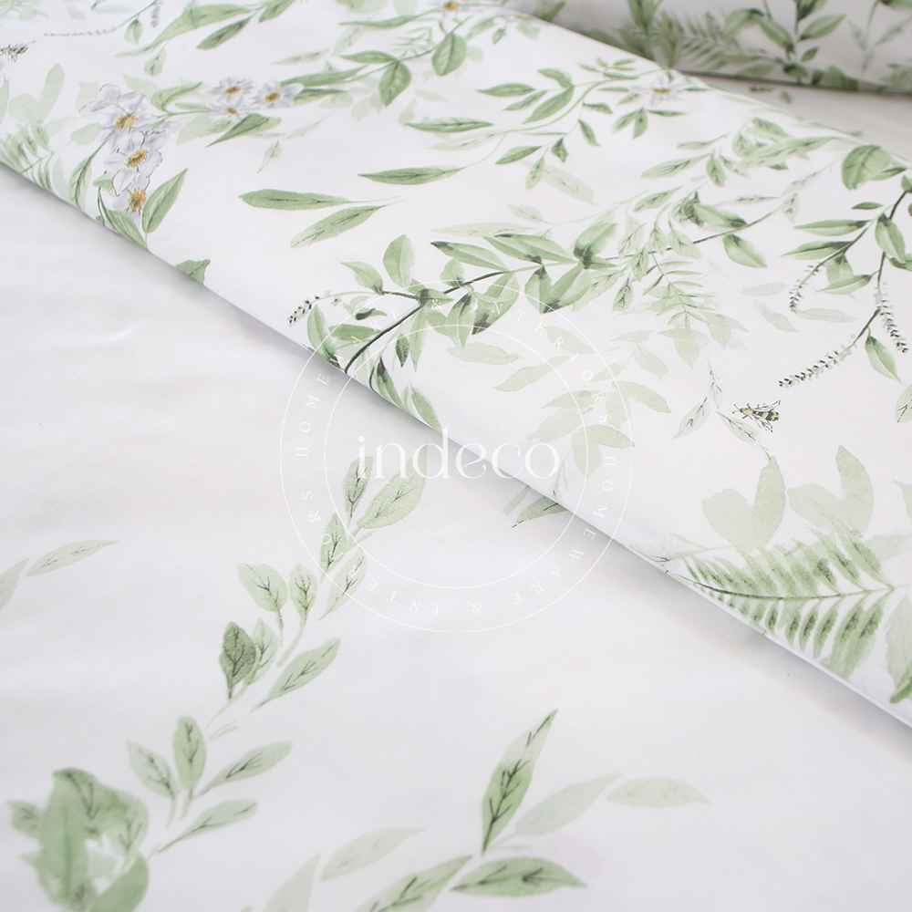Willow Trail Green Duvet Cover Set with Fitted Sheet