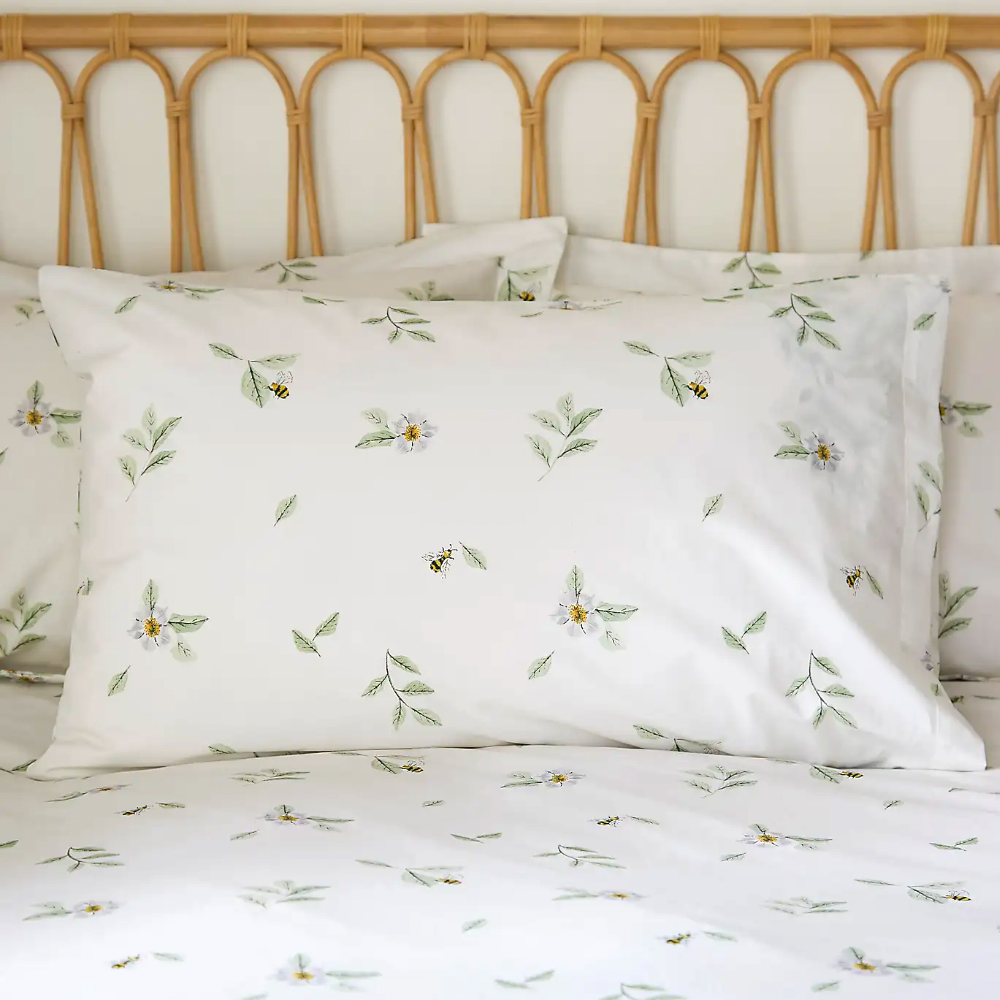 Willow Trail Green Duvet Cover Set with Fitted Sheet