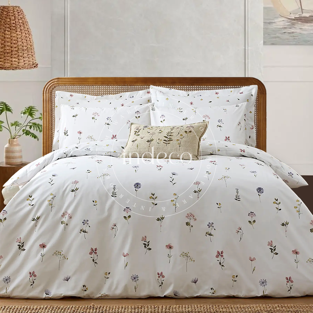 Pressed Flower White Duvet Cover Set