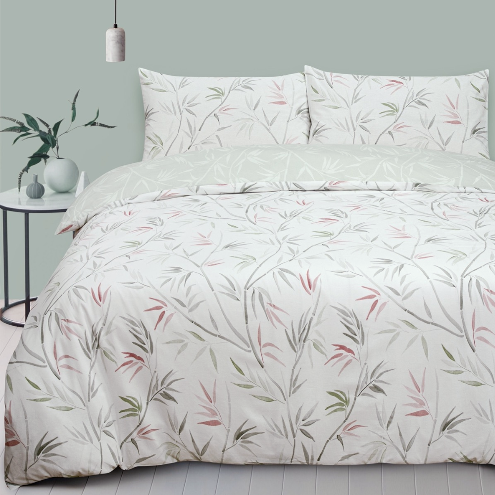 Bamboo Leaves Reversible Duvet Cover Set