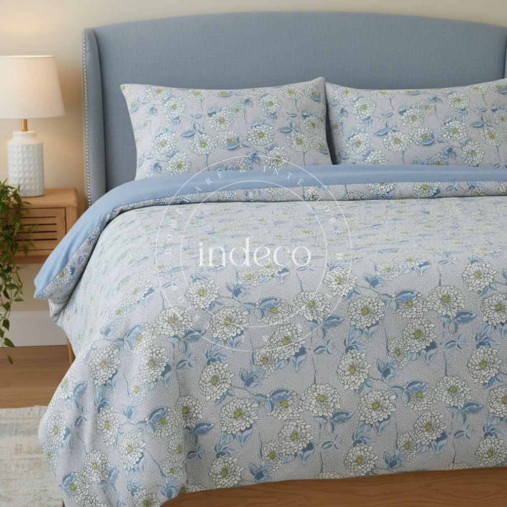 Chrysanthemum Blue Duvet Cover Set