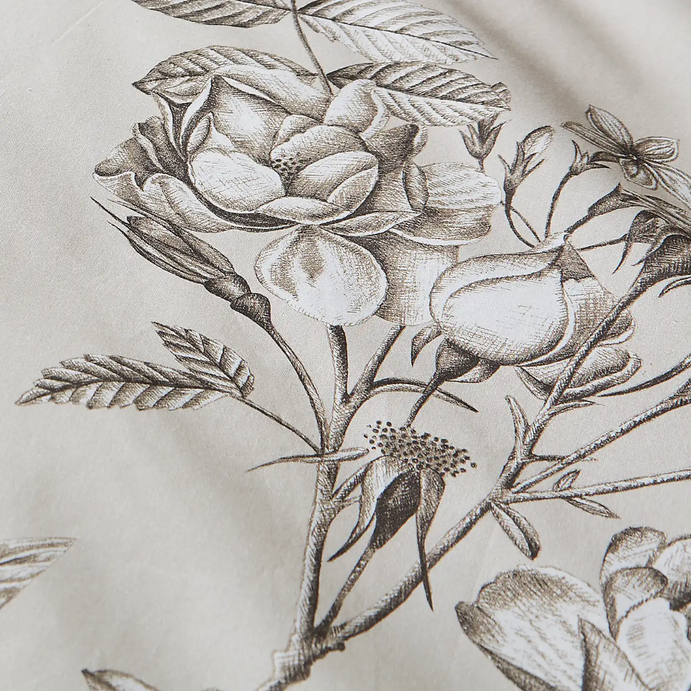 Etched Floral Natural Duvet Cover Set