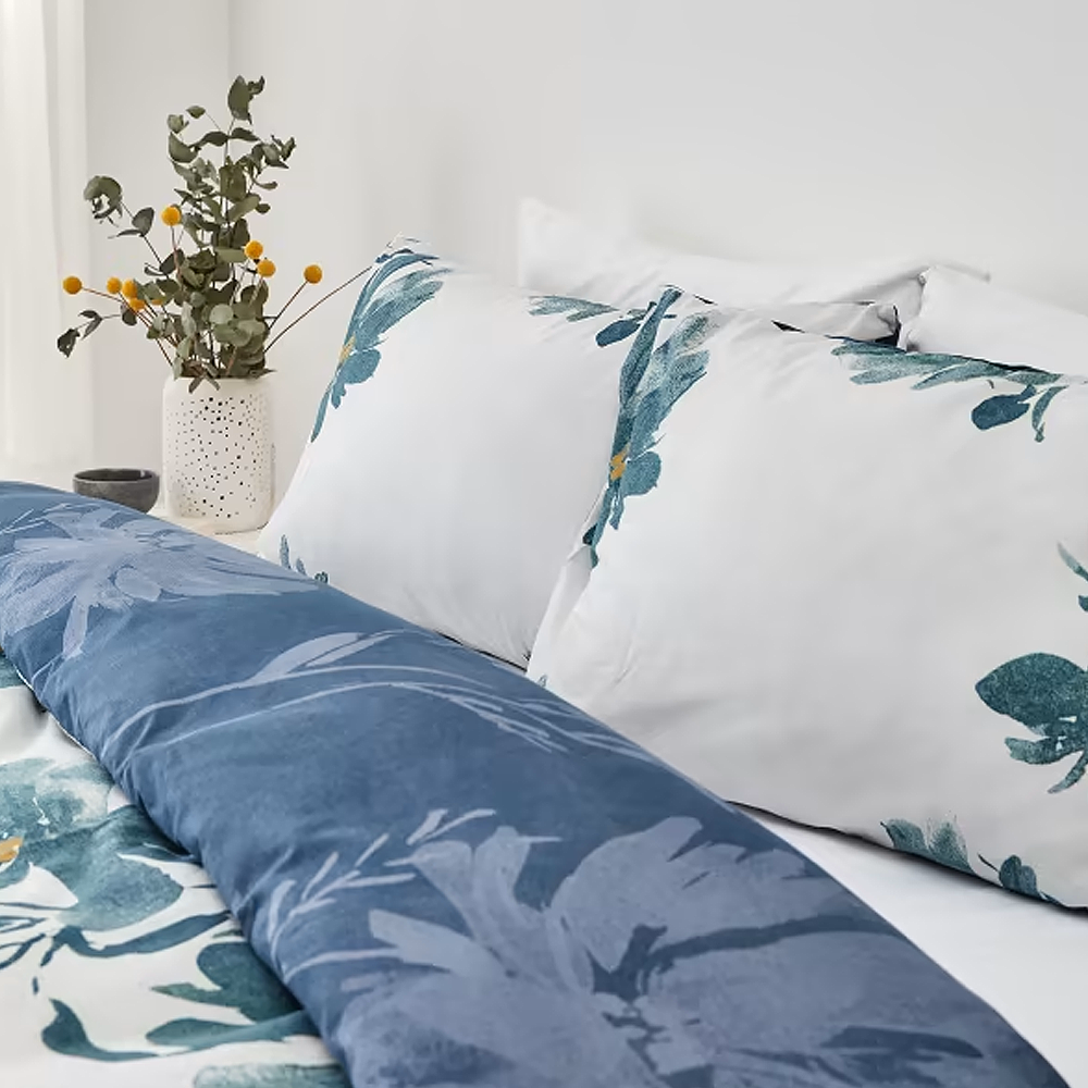 Juno Grey & Blue Reversible Duvet Cover Set