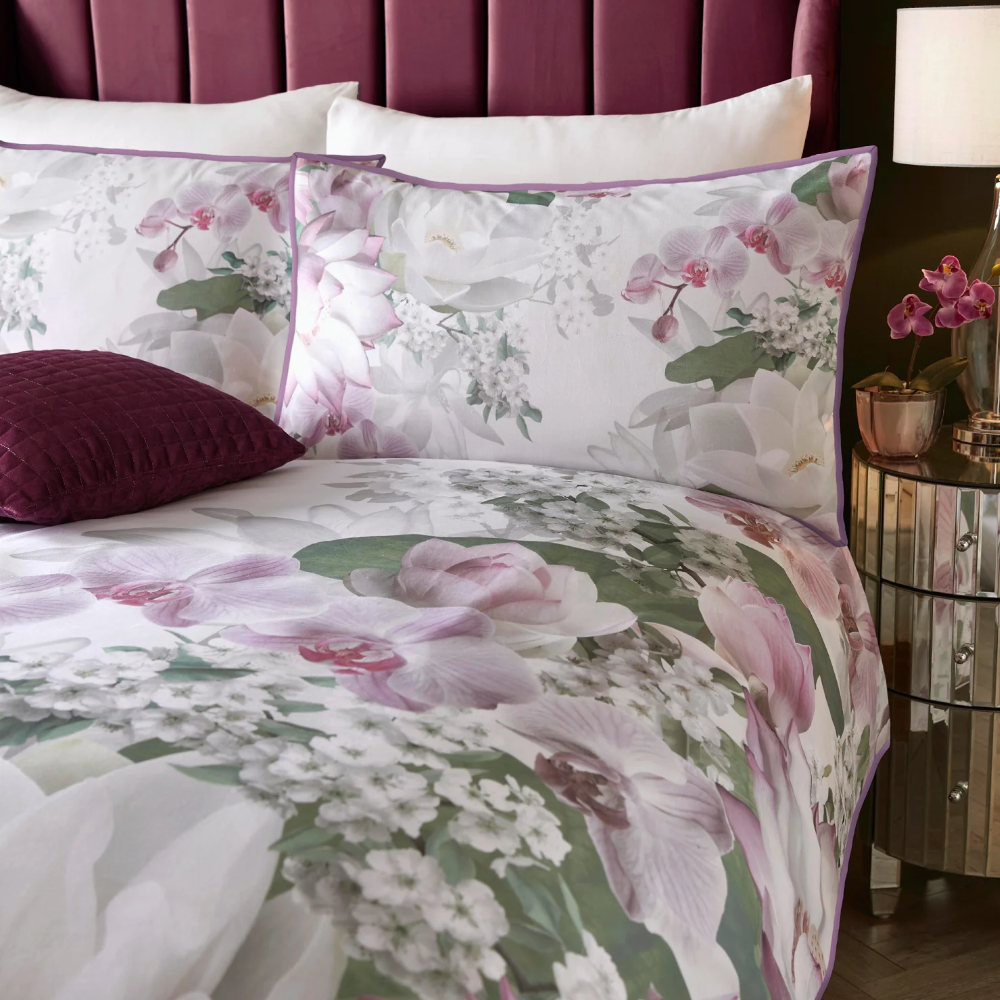 Lotus Floral Sateen 6PC Duvet Cover Set