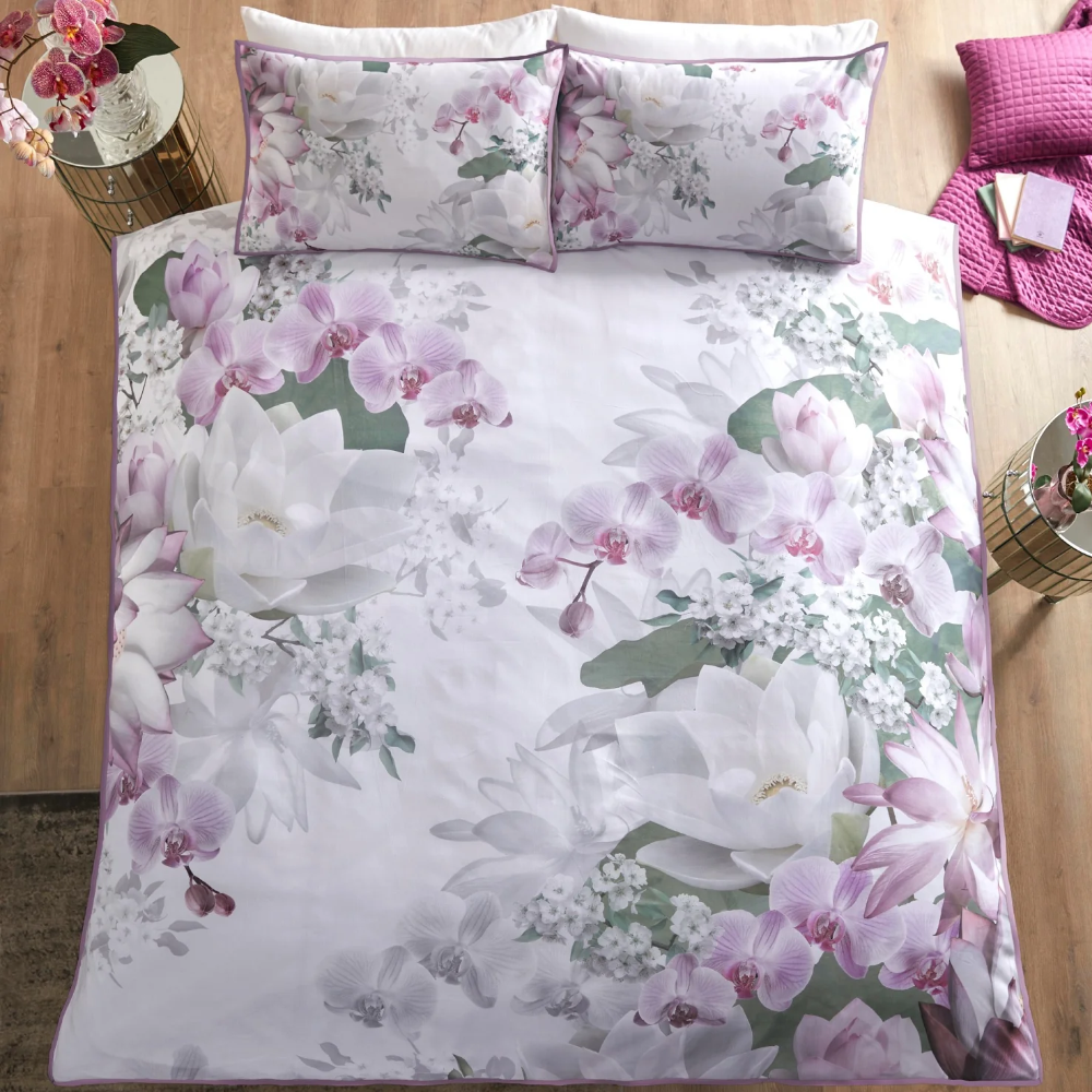 Lotus Floral Sateen 6PC Duvet Cover Set