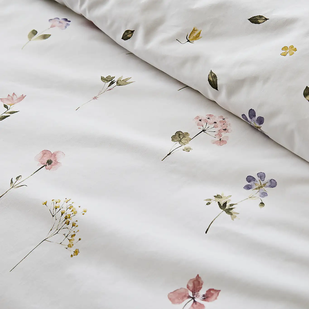 Pressed Flower White Duvet Cover Set